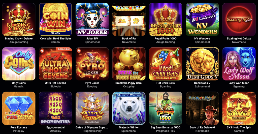 NVcasino – cele mai populare sloturi